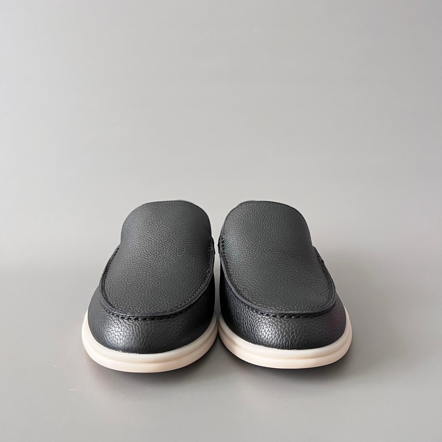 Aurora Custom Loro Piana Mainline Summer Walk Loafer - Premium Black Grained Leather & Iconic White Rubber Sole Edition - Image 2