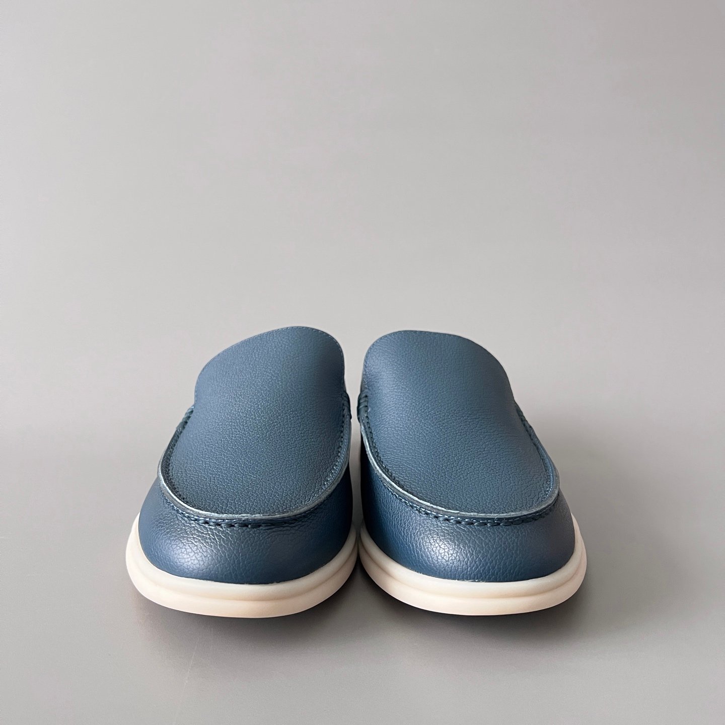 Aurora Custom Loro Piana Mainline Summer Walk Loafer - Premium Ocean Blue Grained Leather & Iconic White Rubber Sole Edition - Image 2