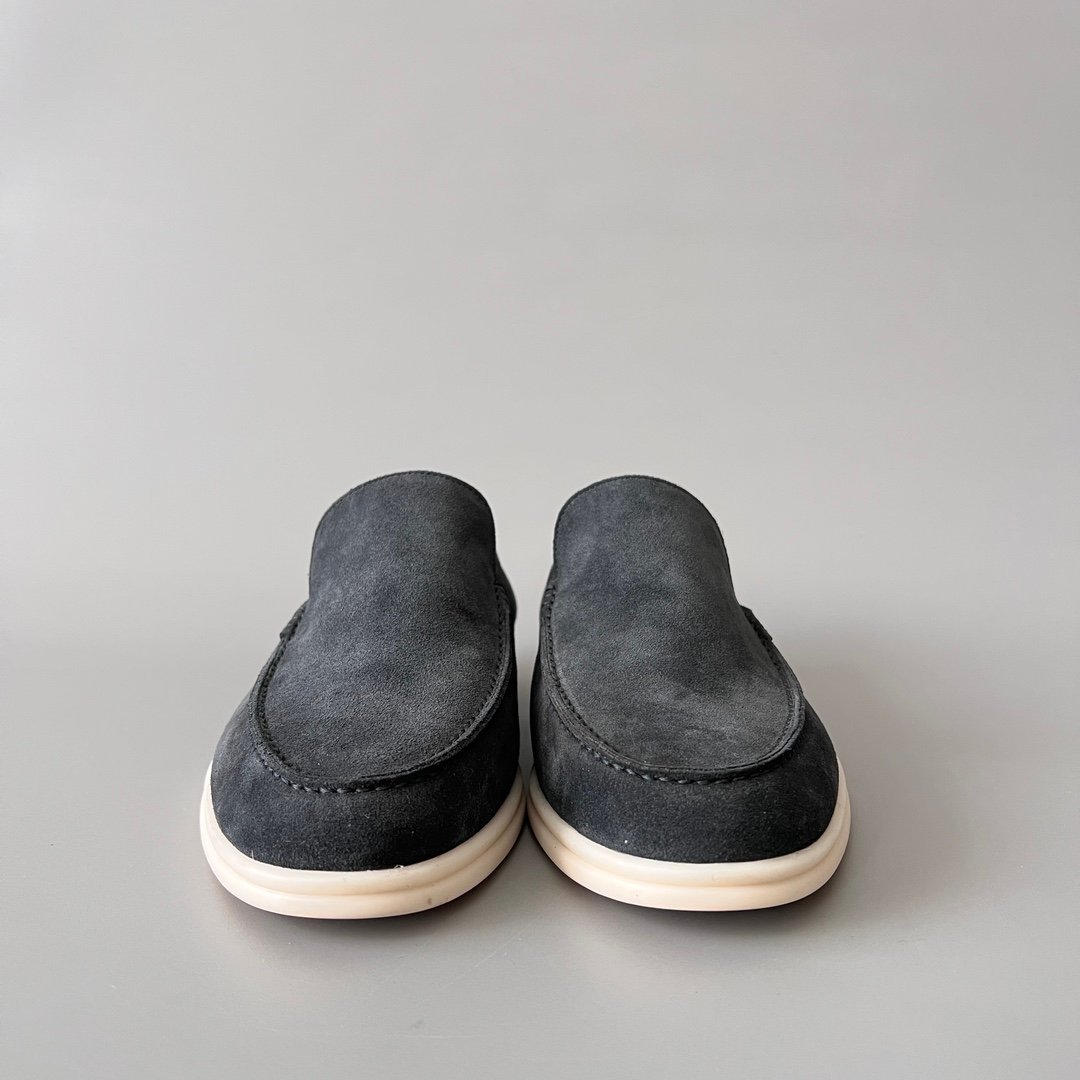 Aurora Custom Loro Piana Mainline Summer Walk Loafer - Premium Charcoal Black Suede & Iconic White Rubber Sole Edition - Image 2