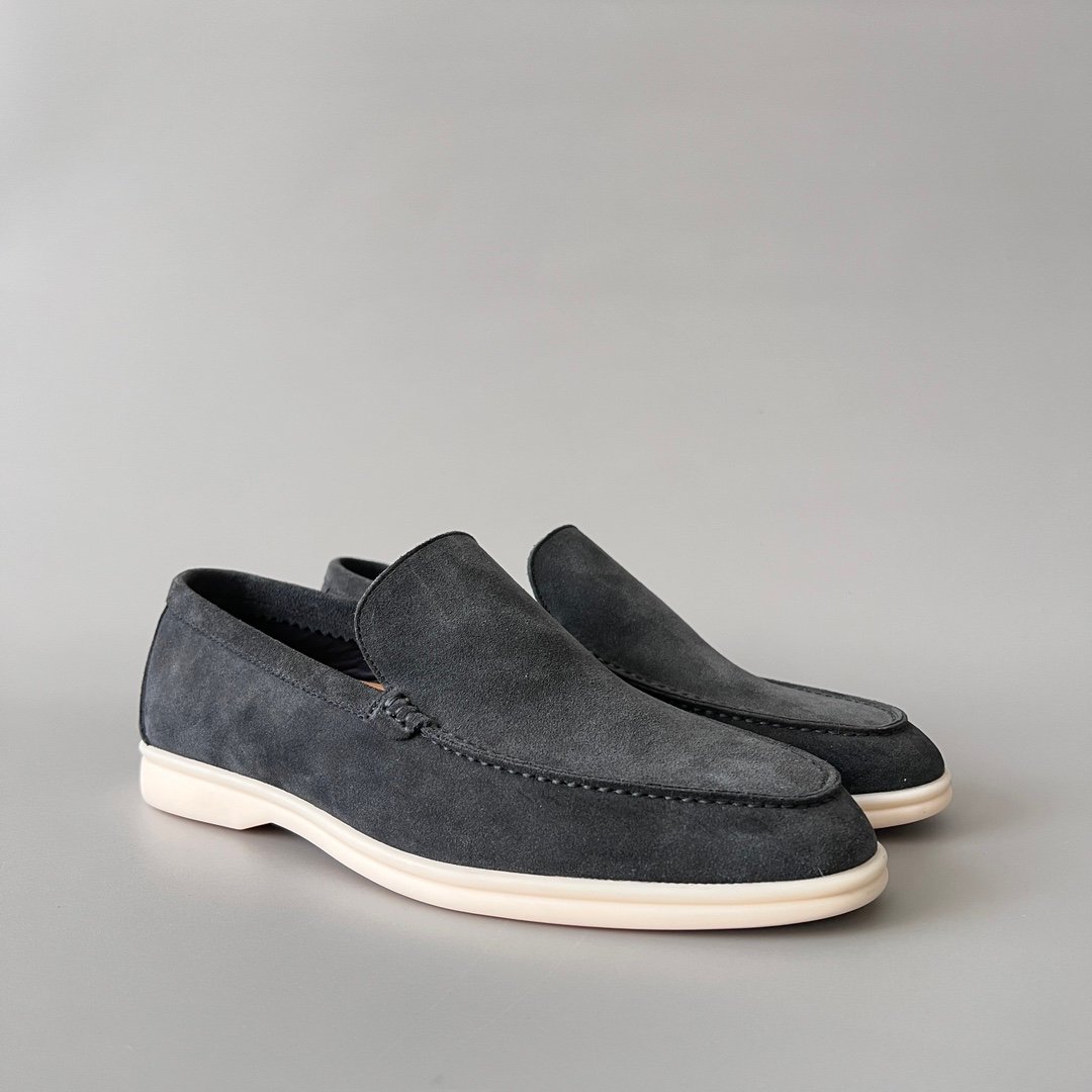 Aurora Custom Loro Piana Mainline Summer Walk Loafer - Premium Charcoal Black Suede & Iconic White Rubber Sole Edition - Image 3