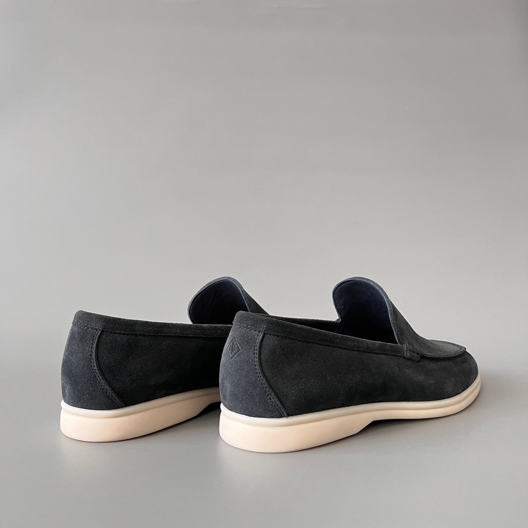Aurora Custom Loro Piana Mainline Summer Walk Loafer - Premium Charcoal Black Suede & Iconic White Rubber Sole Edition - Image 4