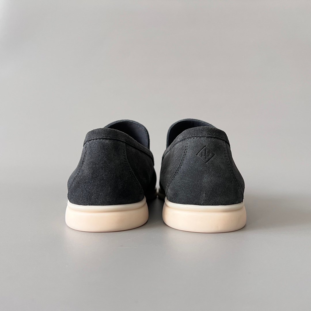 Aurora Custom Loro Piana Mainline Summer Walk Loafer - Premium Charcoal Black Suede & Iconic White Rubber Sole Edition - Image 5