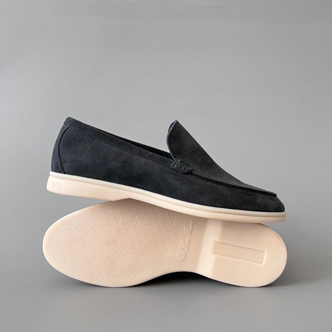 Aurora Custom Loro Piana Mainline Summer Walk Loafer - Premium Charcoal Black Suede & Iconic White Rubber Sole Edition - Image 6