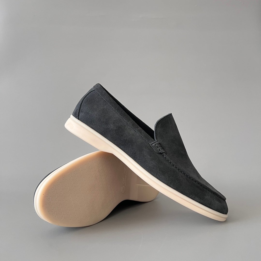 Aurora Custom Loro Piana Mainline Summer Walk Loafer - Premium Charcoal Black Suede & Iconic White Rubber Sole Edition - Image 7