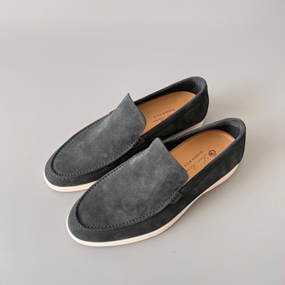 Aurora Custom Loro Piana Mainline Summer Walk Loafer - Premium Charcoal Black Suede & Iconic White Rubber Sole Edition - Image 8