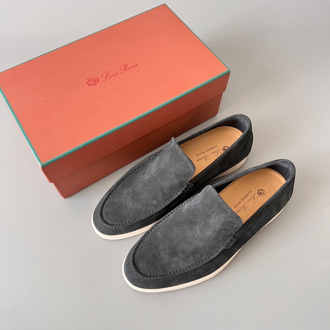 Aurora Custom Loro Piana Mainline Summer Walk Loafer - Premium Charcoal Black Suede & Iconic White Rubber Sole Edition - Image 9