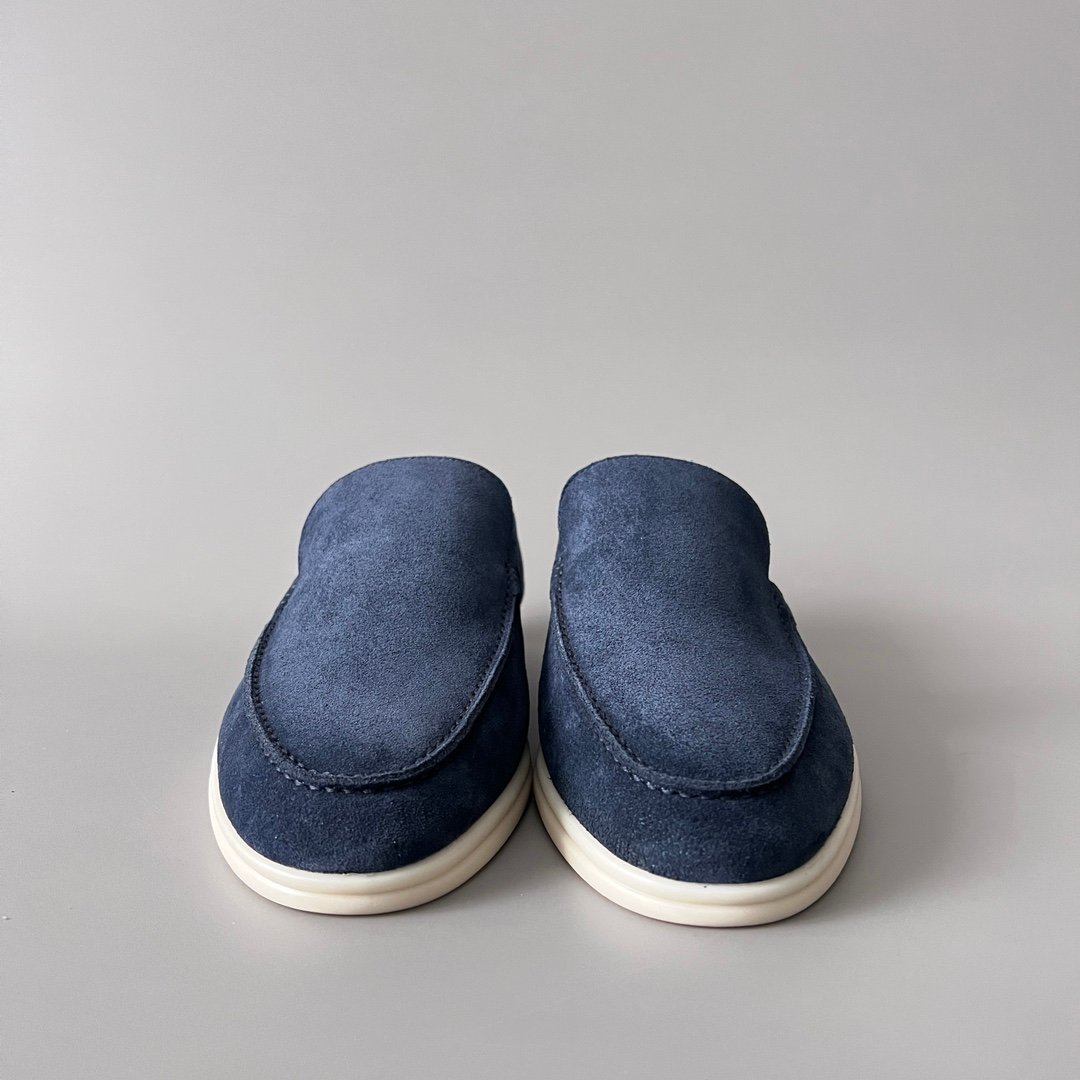 Aurora Custom Loro Piana Mainline Summer Walk Loafer - Premium Navy Blue Suede & Iconic White Rubber Sole Edition - Image 2
