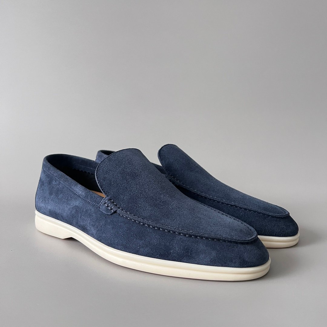 Aurora Custom Loro Piana Mainline Summer Walk Loafer - Premium Navy Blue Suede & Iconic White Rubber Sole Edition - Image 3