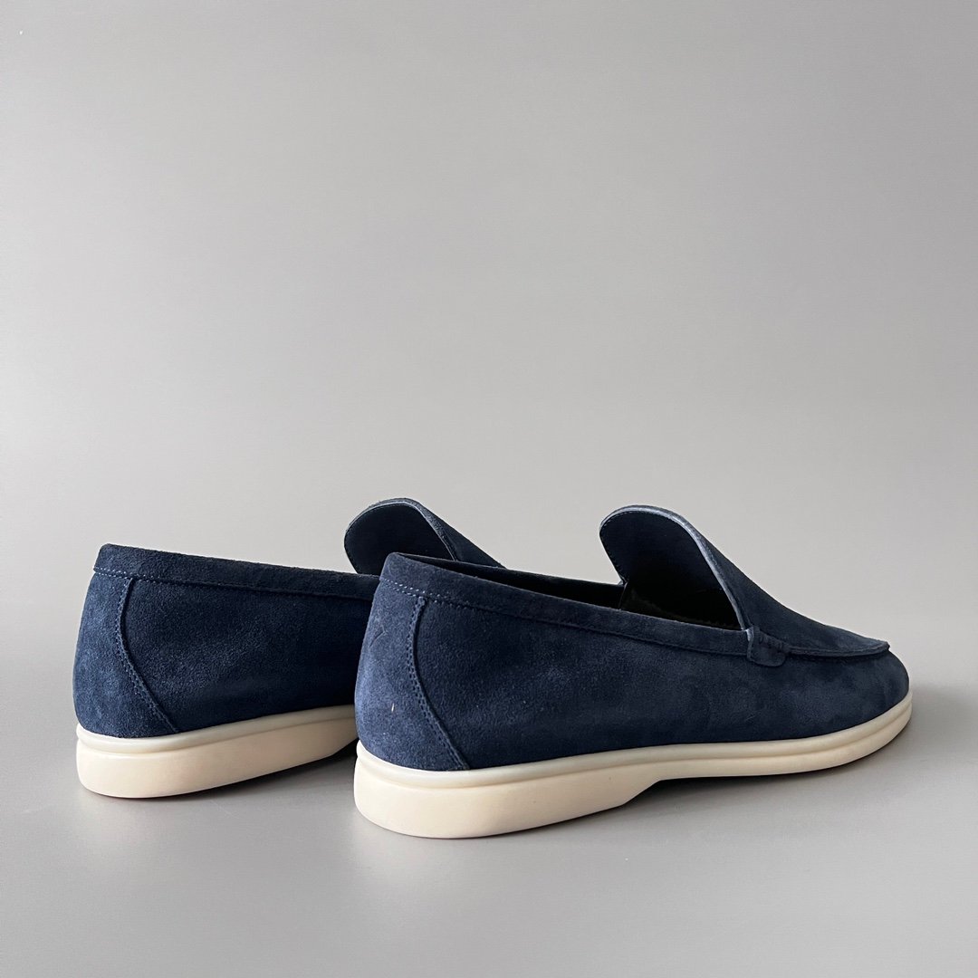 Aurora Custom Loro Piana Mainline Summer Walk Loafer - Premium Navy Blue Suede & Iconic White Rubber Sole Edition - Image 4