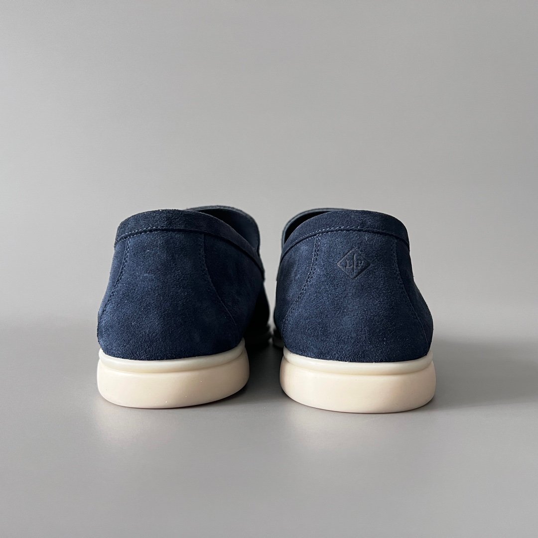Aurora Custom Loro Piana Mainline Summer Walk Loafer - Premium Navy Blue Suede & Iconic White Rubber Sole Edition - Image 5