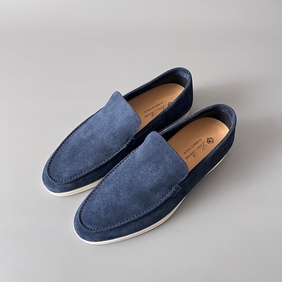 Aurora Custom Loro Piana Mainline Summer Walk Loafer - Premium Navy Blue Suede & Iconic White Rubber Sole Edition - Image 8