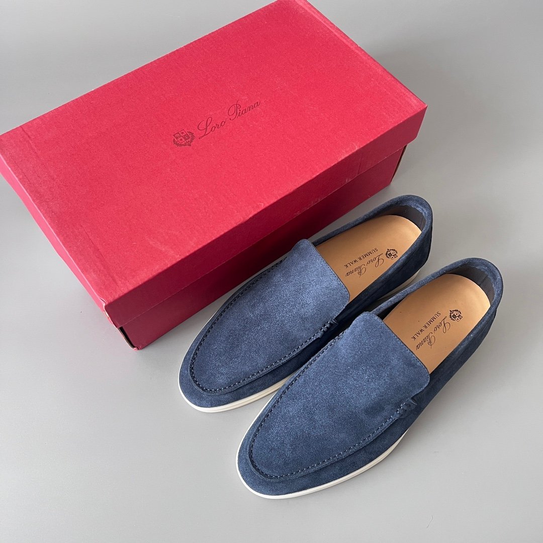 Aurora Custom Loro Piana Mainline Summer Walk Loafer - Premium Navy Blue Suede & Iconic White Rubber Sole Edition - Image 9