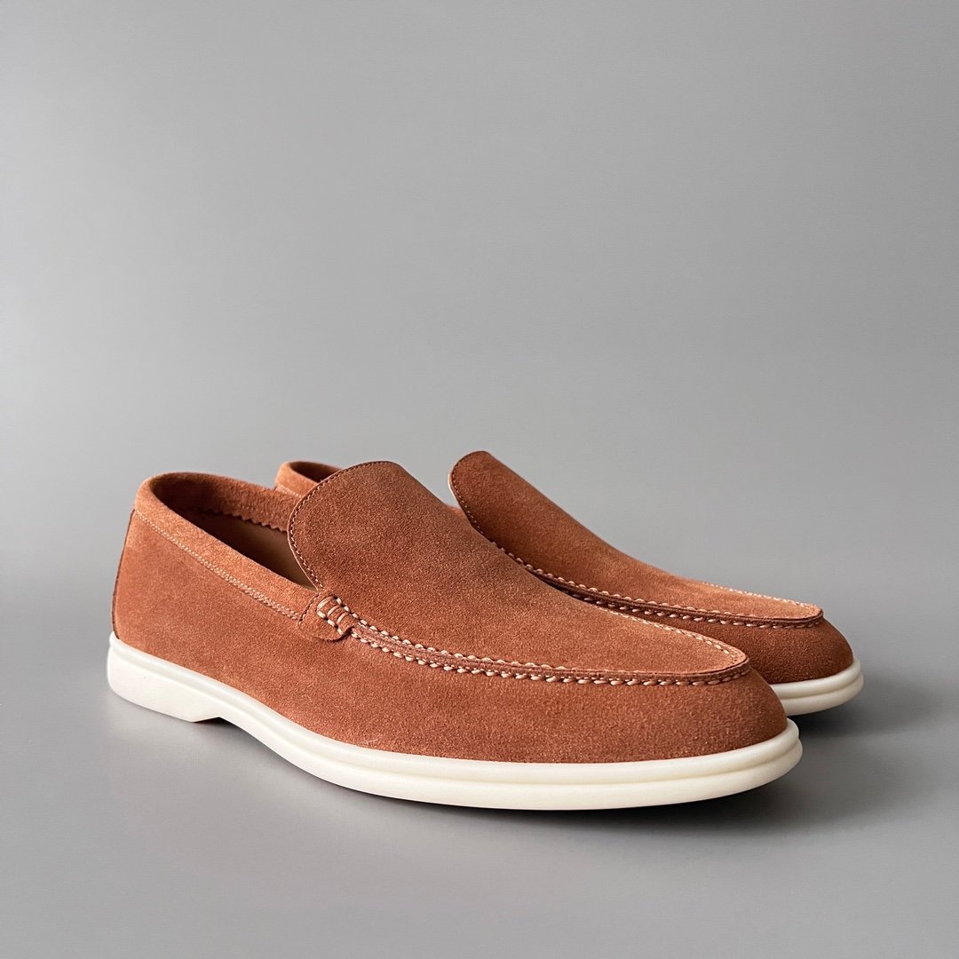 Aurora Custom Loro Piana Mainline Summer Walk Loafer - Premium Tobacco Brown Suede & Iconic White Rubber Sole Edition - Image 3
