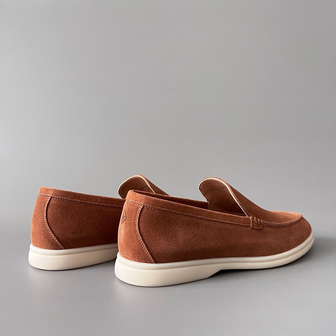 Aurora Custom Loro Piana Mainline Summer Walk Loafer - Premium Tobacco Brown Suede & Iconic White Rubber Sole Edition - Image 4