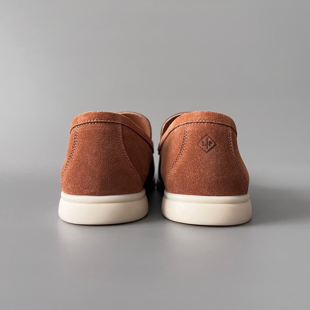 Aurora Custom Loro Piana Mainline Summer Walk Loafer - Premium Tobacco Brown Suede & Iconic White Rubber Sole Edition - Image 5