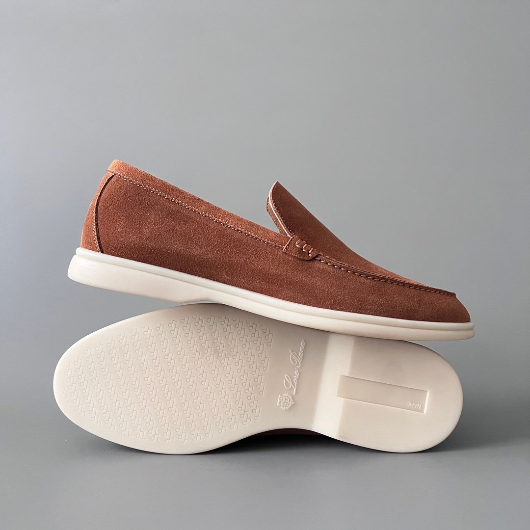 Aurora Custom Loro Piana Mainline Summer Walk Loafer - Premium Tobacco Brown Suede & Iconic White Rubber Sole Edition - Image 6