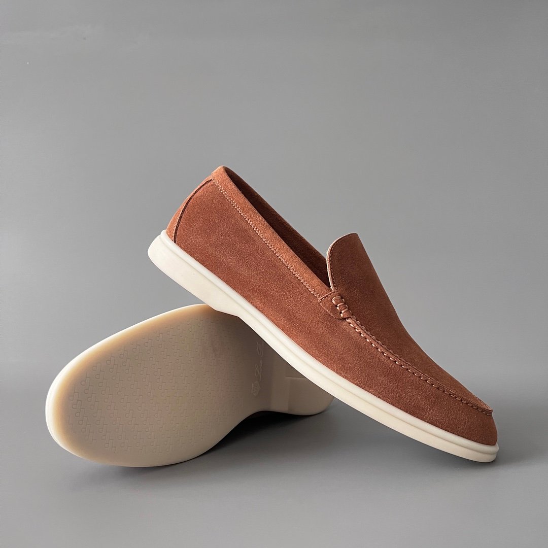 Aurora Custom Loro Piana Mainline Summer Walk Loafer - Premium Tobacco Brown Suede & Iconic White Rubber Sole Edition - Image 7