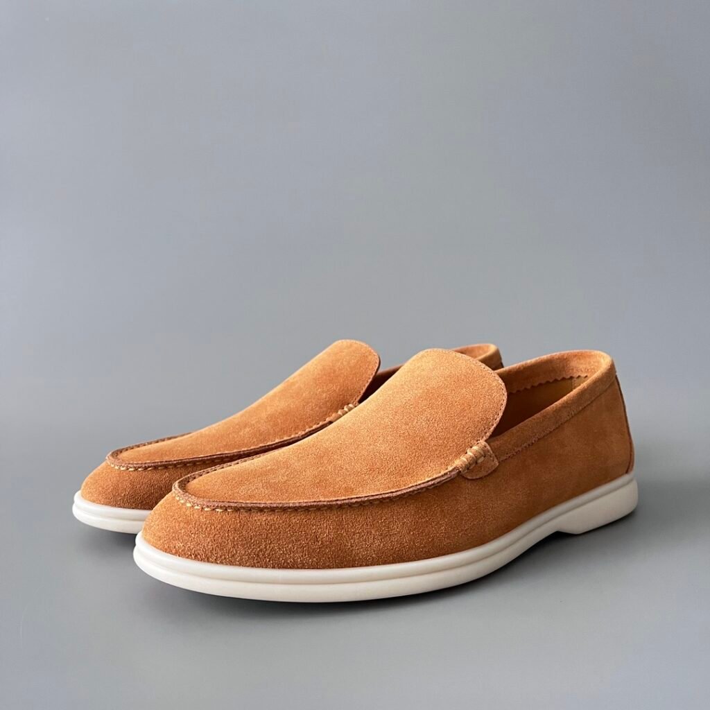 Aurora Custom Loro Piana Mainline Summer Walk Loafer - Premium Fox Tan Suede & Iconic White Rubber Sole Edition