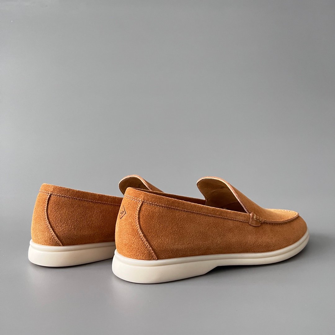 Aurora Custom Loro Piana Mainline Summer Walk Loafer - Premium Fox Tan Suede & Iconic White Rubber Sole Edition - Image 4