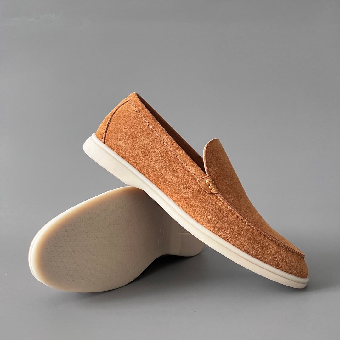Aurora Custom Loro Piana Mainline Summer Walk Loafer - Premium Fox Tan Suede & Iconic White Rubber Sole Edition - Image 7
