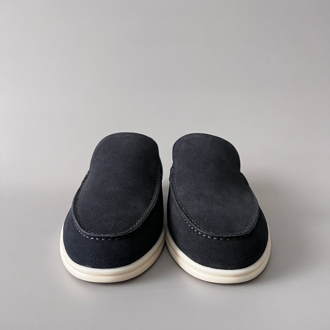 Aurora Custom Loro Piana Mainline Summer Walk Loafer - Premium Midnight Ink Blue Suede & Iconic White Rubber Sole Edition - Image 2