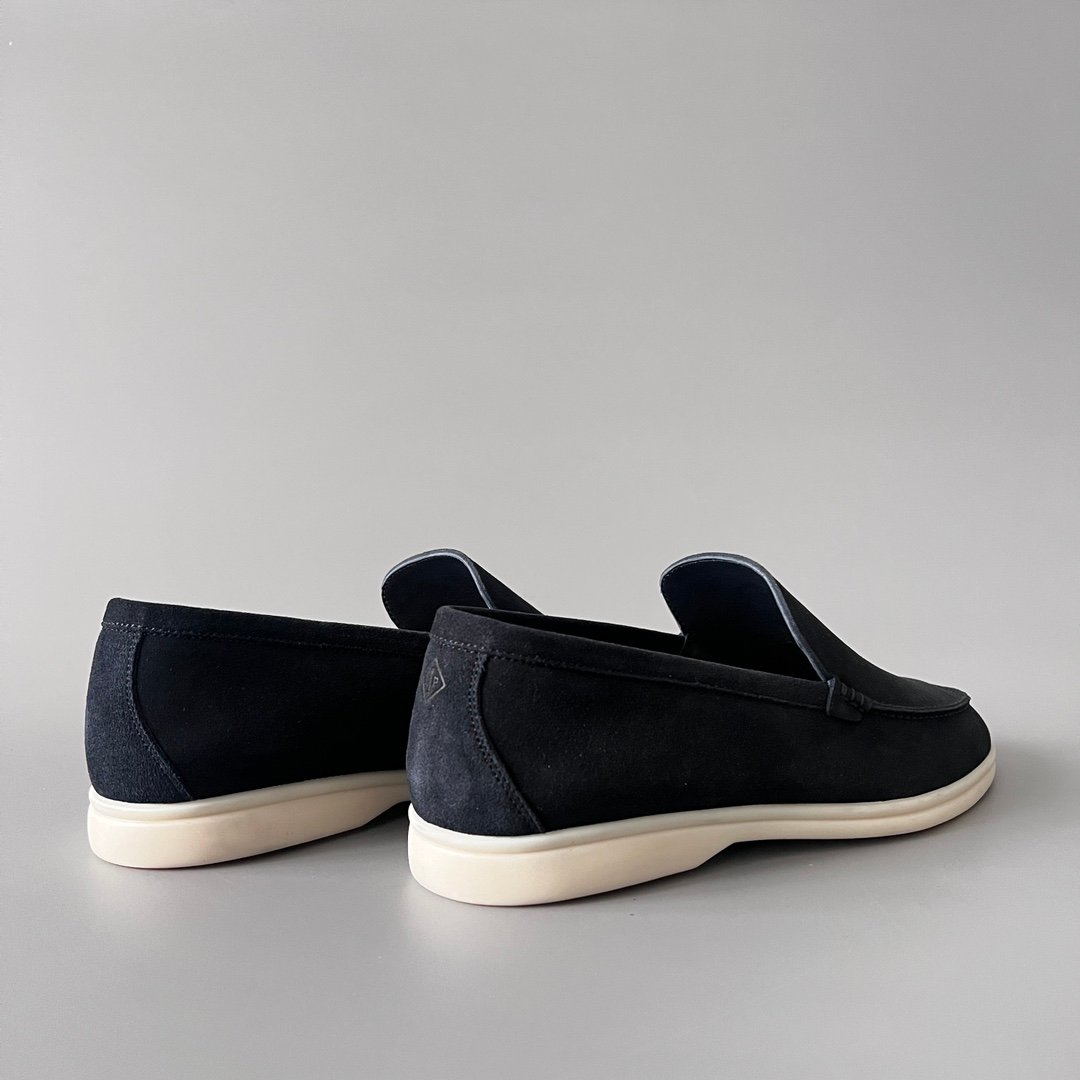 Aurora Custom Loro Piana Mainline Summer Walk Loafer - Premium Midnight Ink Blue Suede & Iconic White Rubber Sole Edition - Image 4