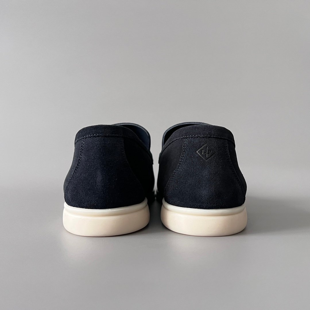 Aurora Custom Loro Piana Mainline Summer Walk Loafer - Premium Midnight Ink Blue Suede & Iconic White Rubber Sole Edition - Image 5