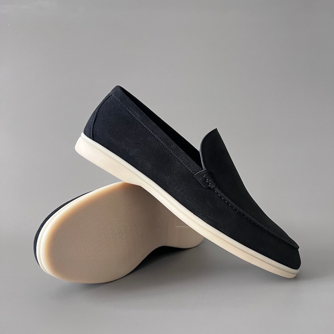 Aurora Custom Loro Piana Mainline Summer Walk Loafer - Premium Midnight Ink Blue Suede & Iconic White Rubber Sole Edition - Image 7