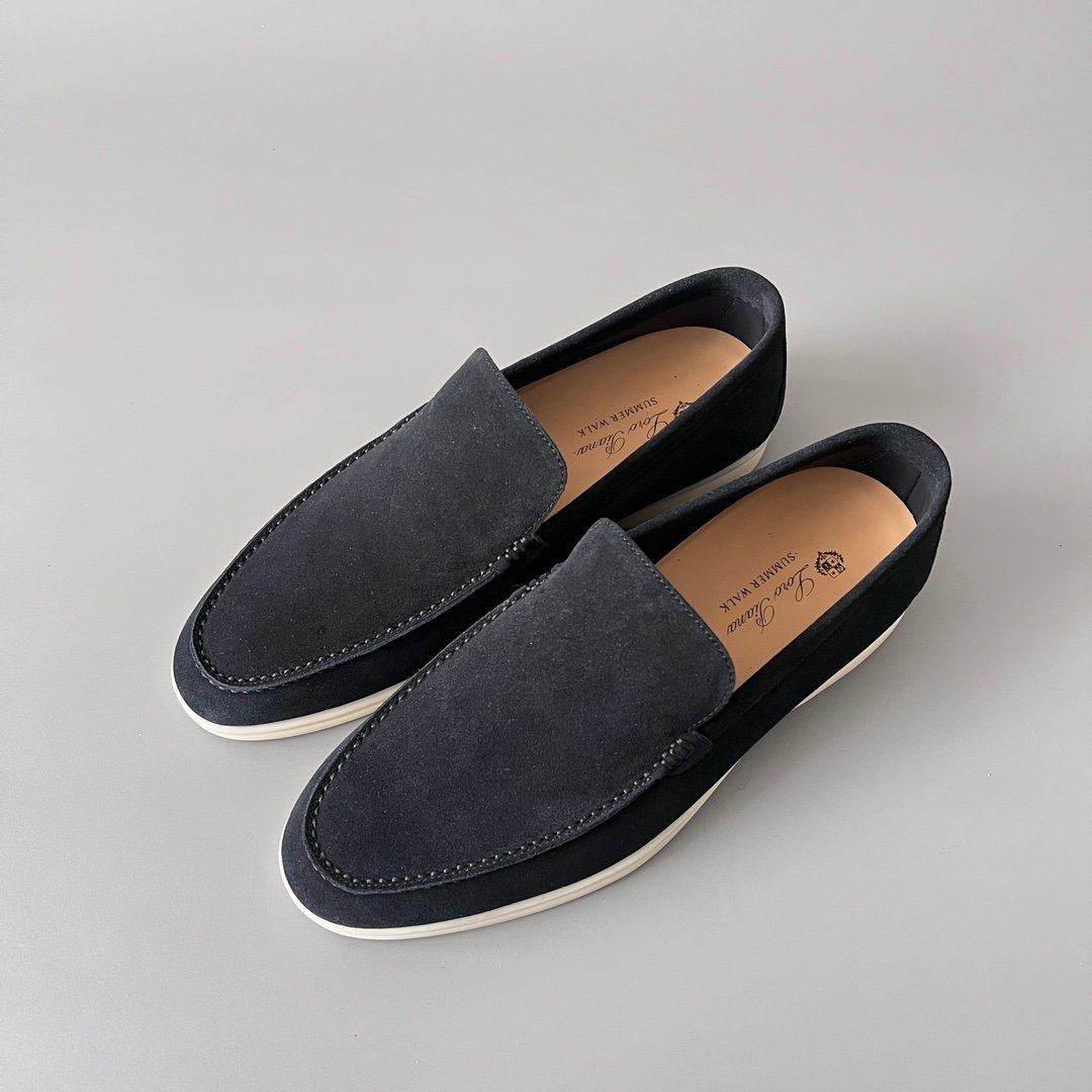 Aurora Custom Loro Piana Mainline Summer Walk Loafer - Premium Midnight Ink Blue Suede & Iconic White Rubber Sole Edition - Image 8