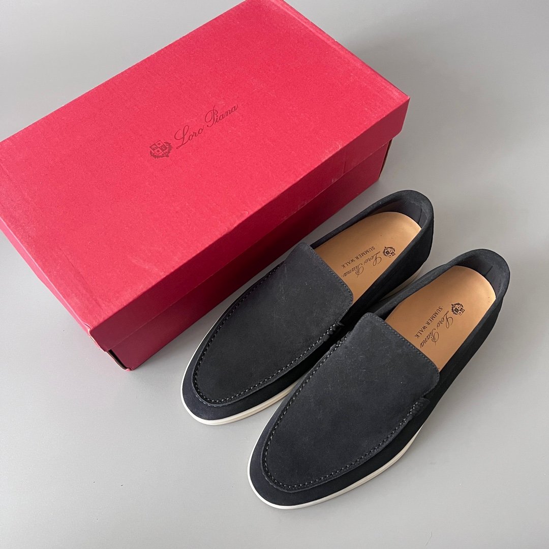 Aurora Custom Loro Piana Mainline Summer Walk Loafer - Premium Midnight Ink Blue Suede & Iconic White Rubber Sole Edition - Image 9