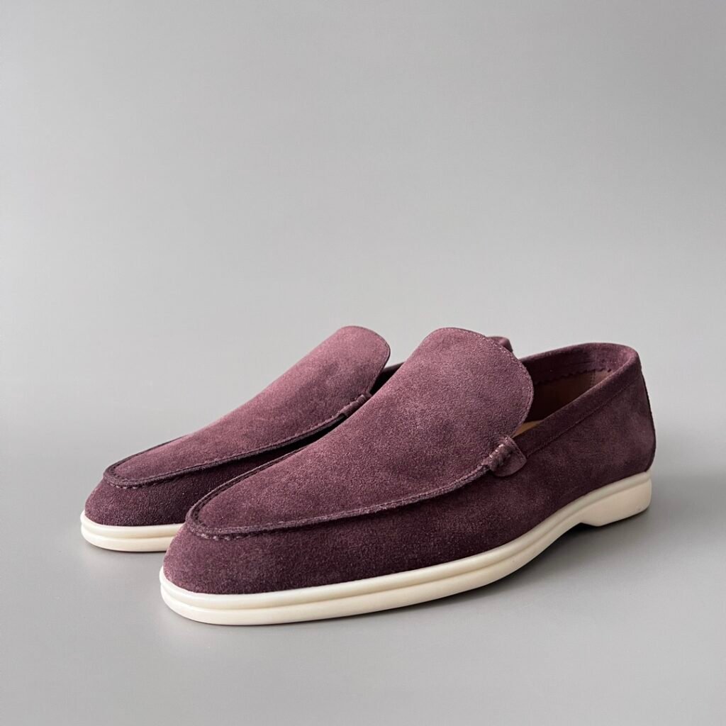 Aurora Custom Loro Piana Mainline Summer Walk Loafer - Premium Deep Bordeaux Suede & Iconic White Rubber Sole Edition