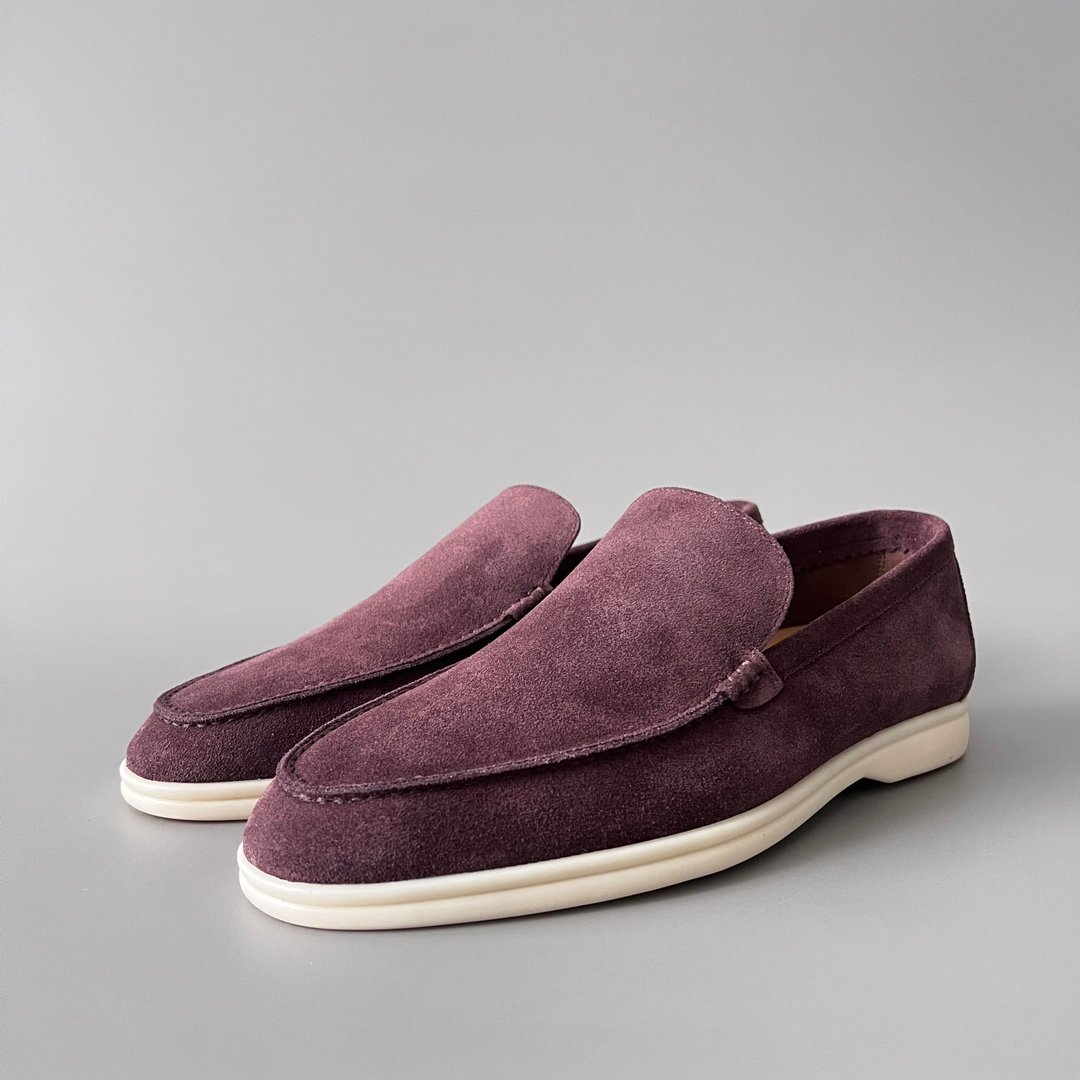 Aurora Custom Loro Piana Mainline Summer Walk Loafer - Premium Deep Bordeaux Suede & Iconic White Rubber Sole Edition