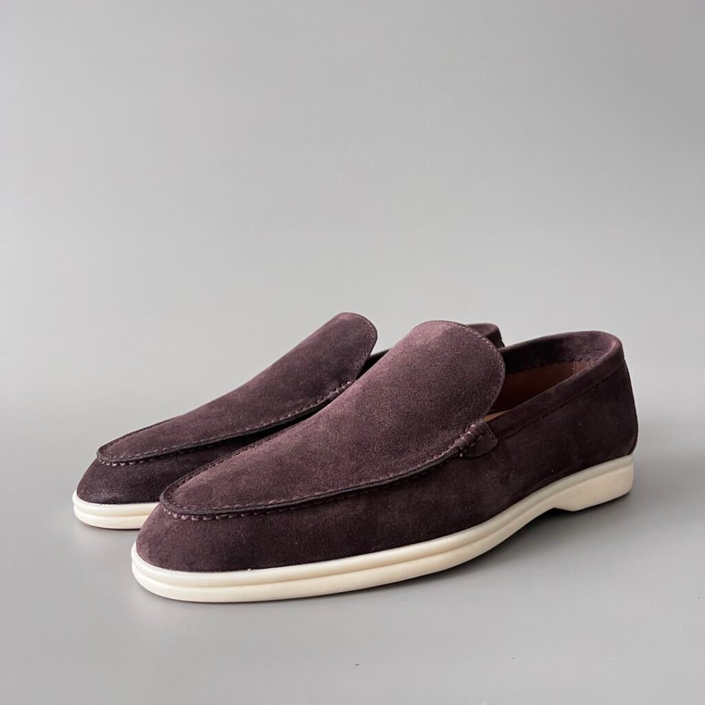 Aurora Custom Loro Piana Mainline Summer Walk Loafer - Premium Deep Espresso Suede & Iconic White Rubber Sole Edition