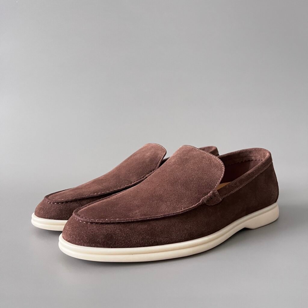 Aurora Custom Loro Piana Mainline Summer Walk Loafer - Premium Cigar Brown Suede & Iconic White Rubber Sole Edition