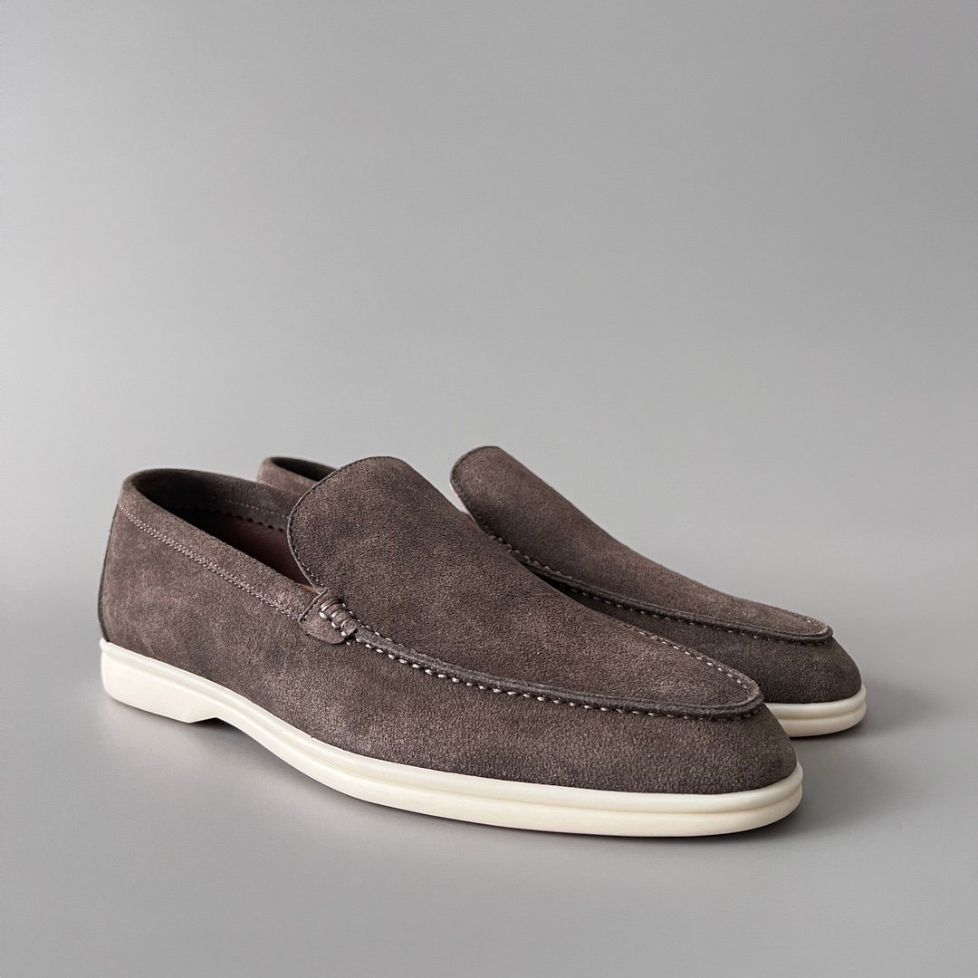 Aurora Custom Loro Piana Mainline Summer Walk Loafer - Premium Elephant Grey Suede & Iconic White Rubber Sole Edition - Image 3