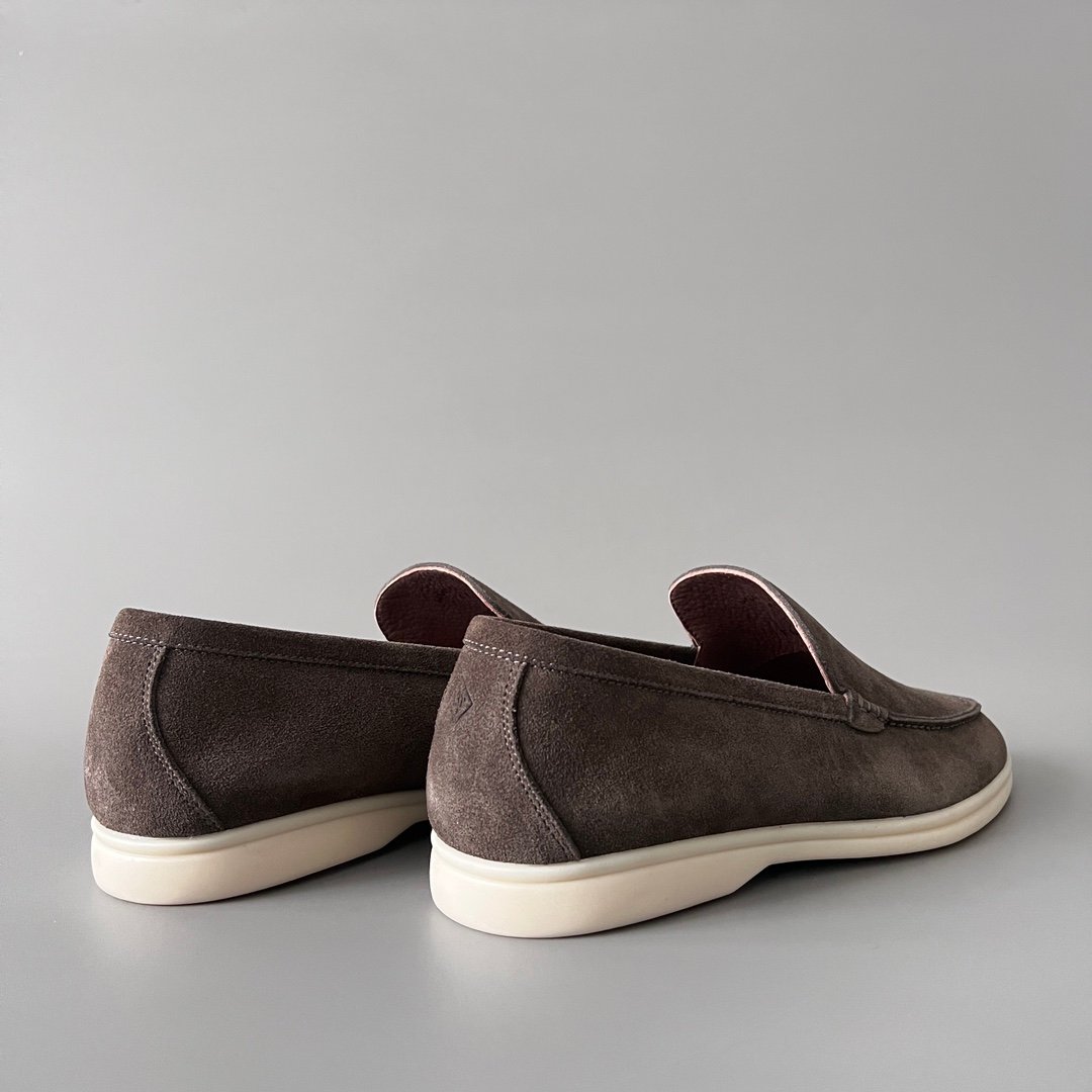 Aurora Custom Loro Piana Mainline Summer Walk Loafer - Premium Elephant Grey Suede & Iconic White Rubber Sole Edition - Image 4