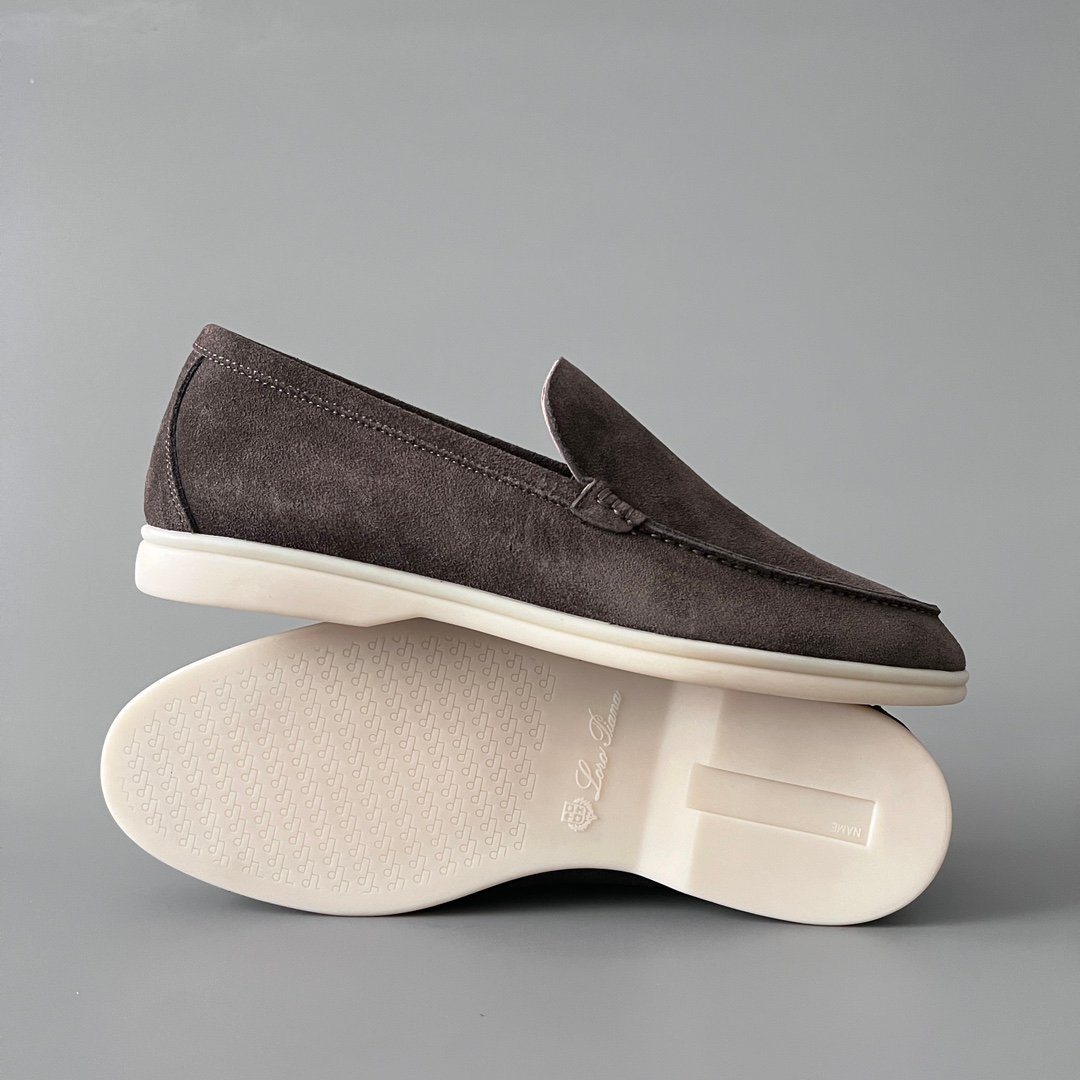 Aurora Custom Loro Piana Mainline Summer Walk Loafer - Premium Elephant Grey Suede & Iconic White Rubber Sole Edition - Image 6