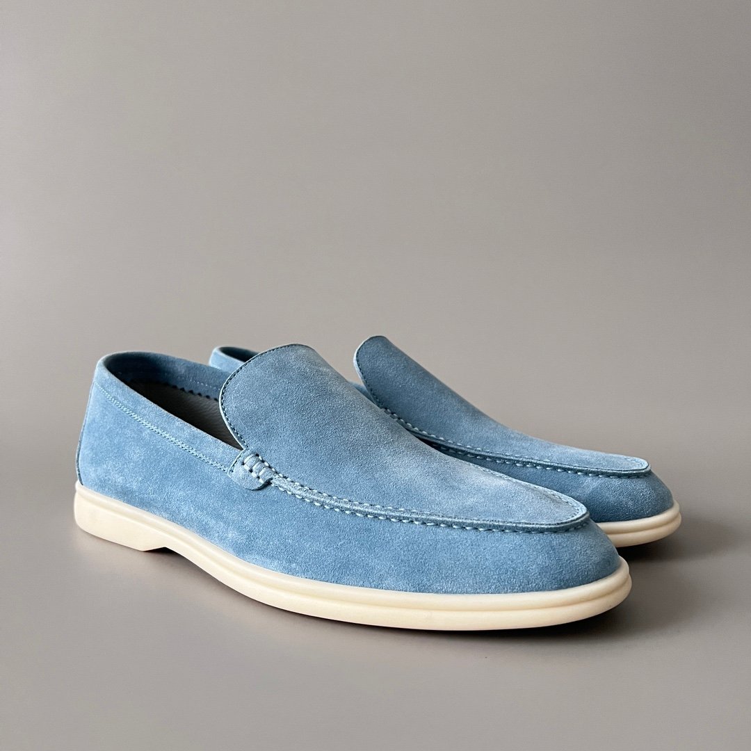 Aurora Custom Loro Piana Mainline Summer Walk Loafer - Premium Sky Blue Suede & Iconic White Rubber Sole Edition - Image 3