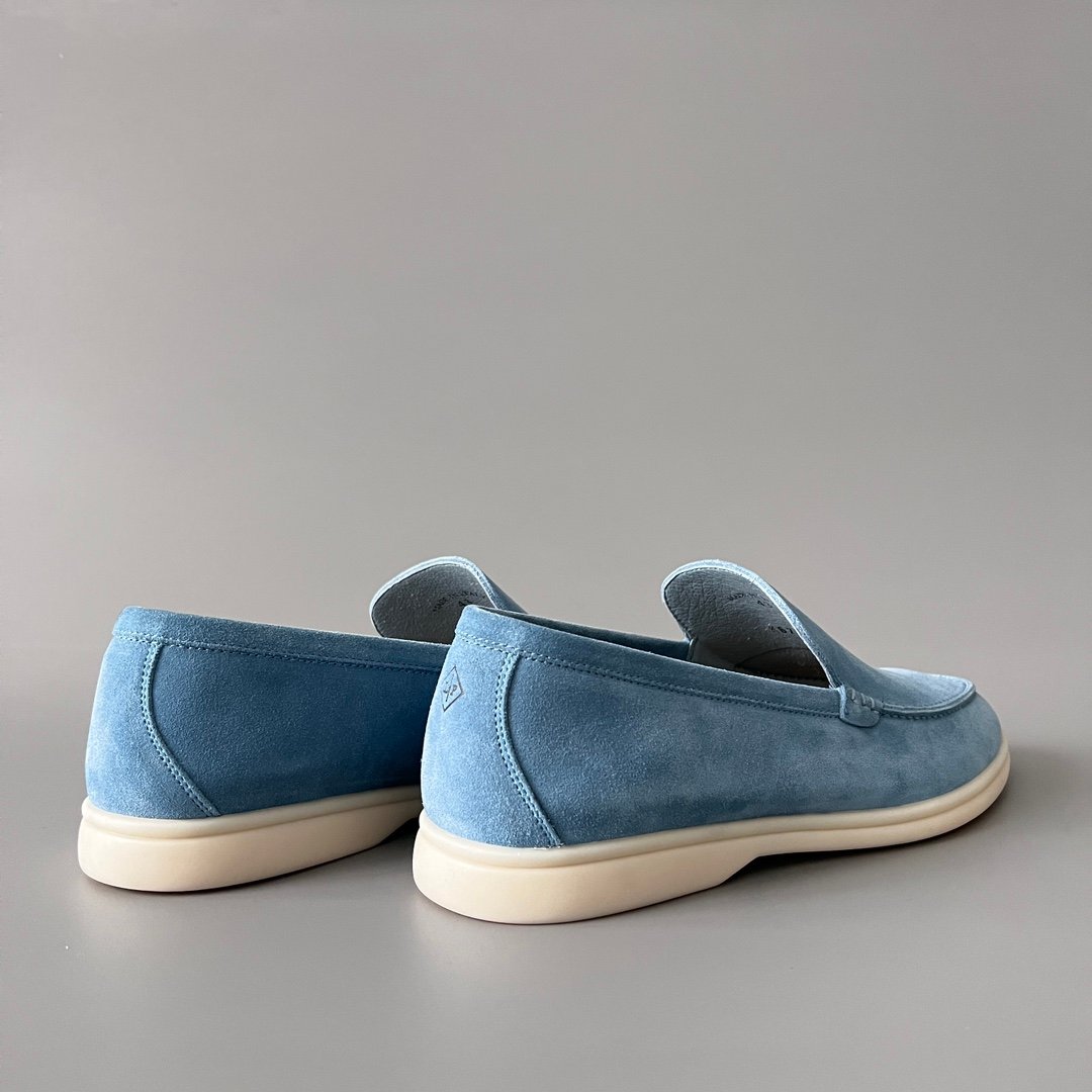 Aurora Custom Loro Piana Mainline Summer Walk Loafer - Premium Sky Blue Suede & Iconic White Rubber Sole Edition - Image 4