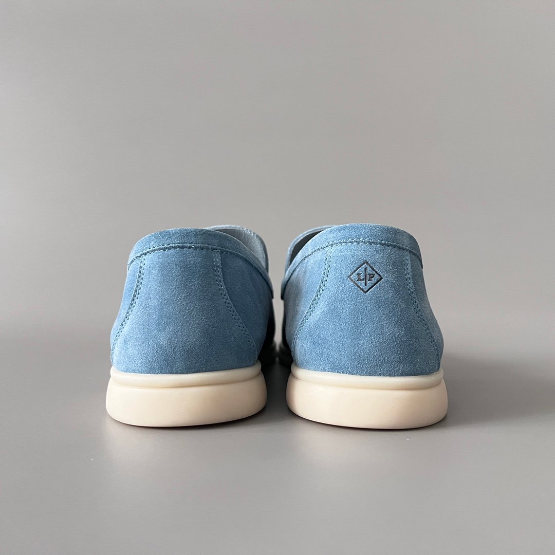 Aurora Custom Loro Piana Mainline Summer Walk Loafer - Premium Sky Blue Suede & Iconic White Rubber Sole Edition - Image 5