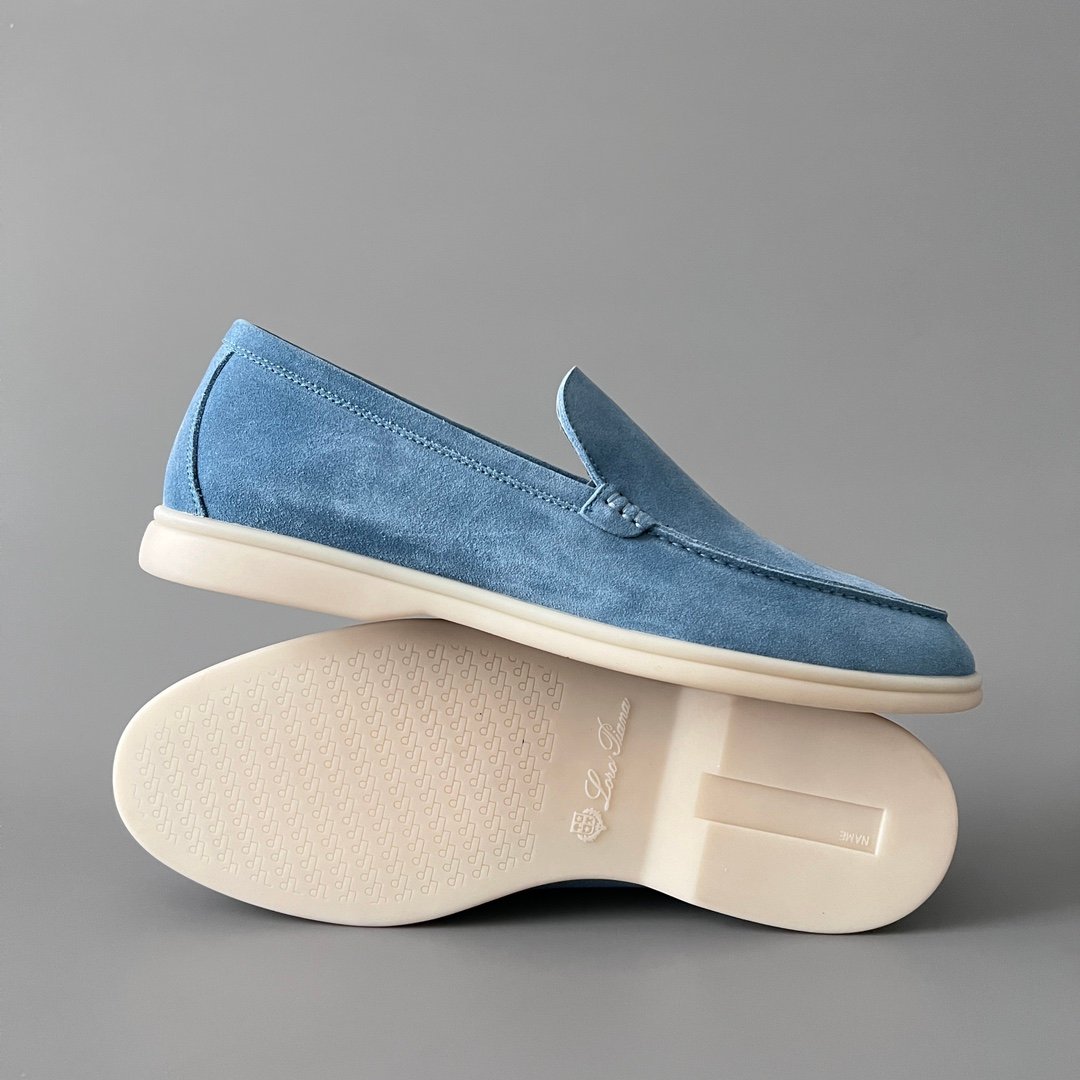 Aurora Custom Loro Piana Mainline Summer Walk Loafer - Premium Sky Blue Suede & Iconic White Rubber Sole Edition - Image 6