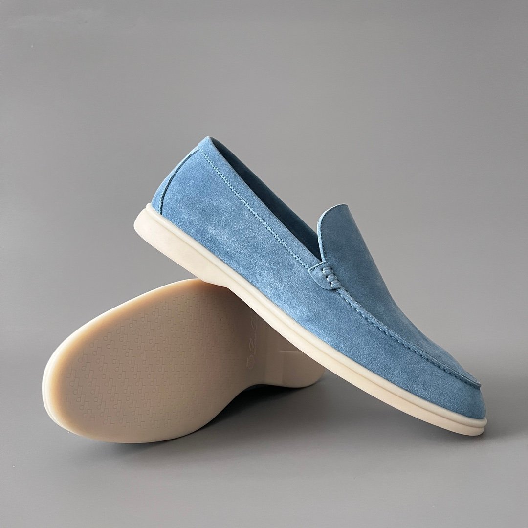 Aurora Custom Loro Piana Mainline Summer Walk Loafer - Premium Sky Blue Suede & Iconic White Rubber Sole Edition - Image 7