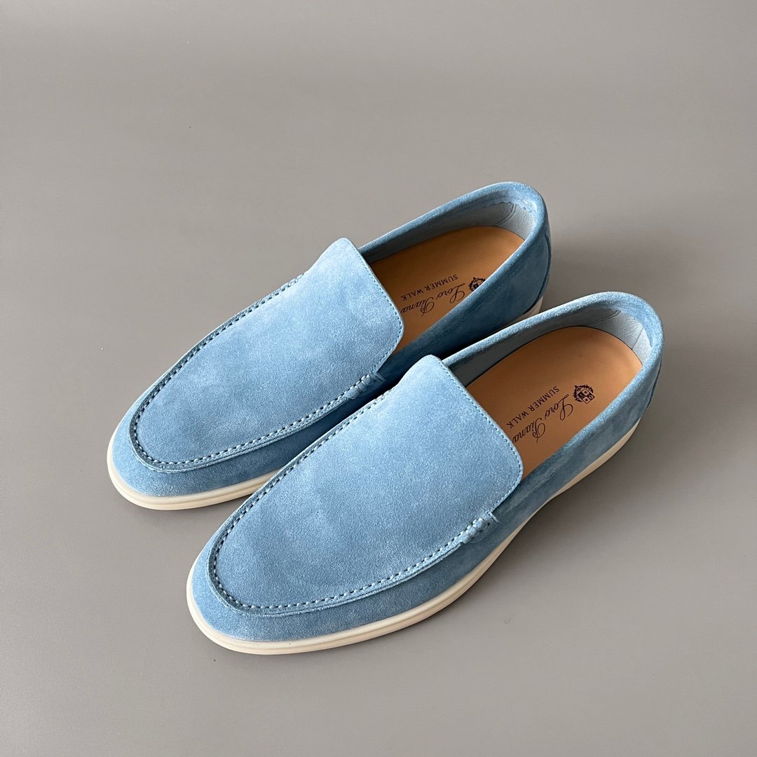 Aurora Custom Loro Piana Mainline Summer Walk Loafer - Premium Sky Blue Suede & Iconic White Rubber Sole Edition - Image 8