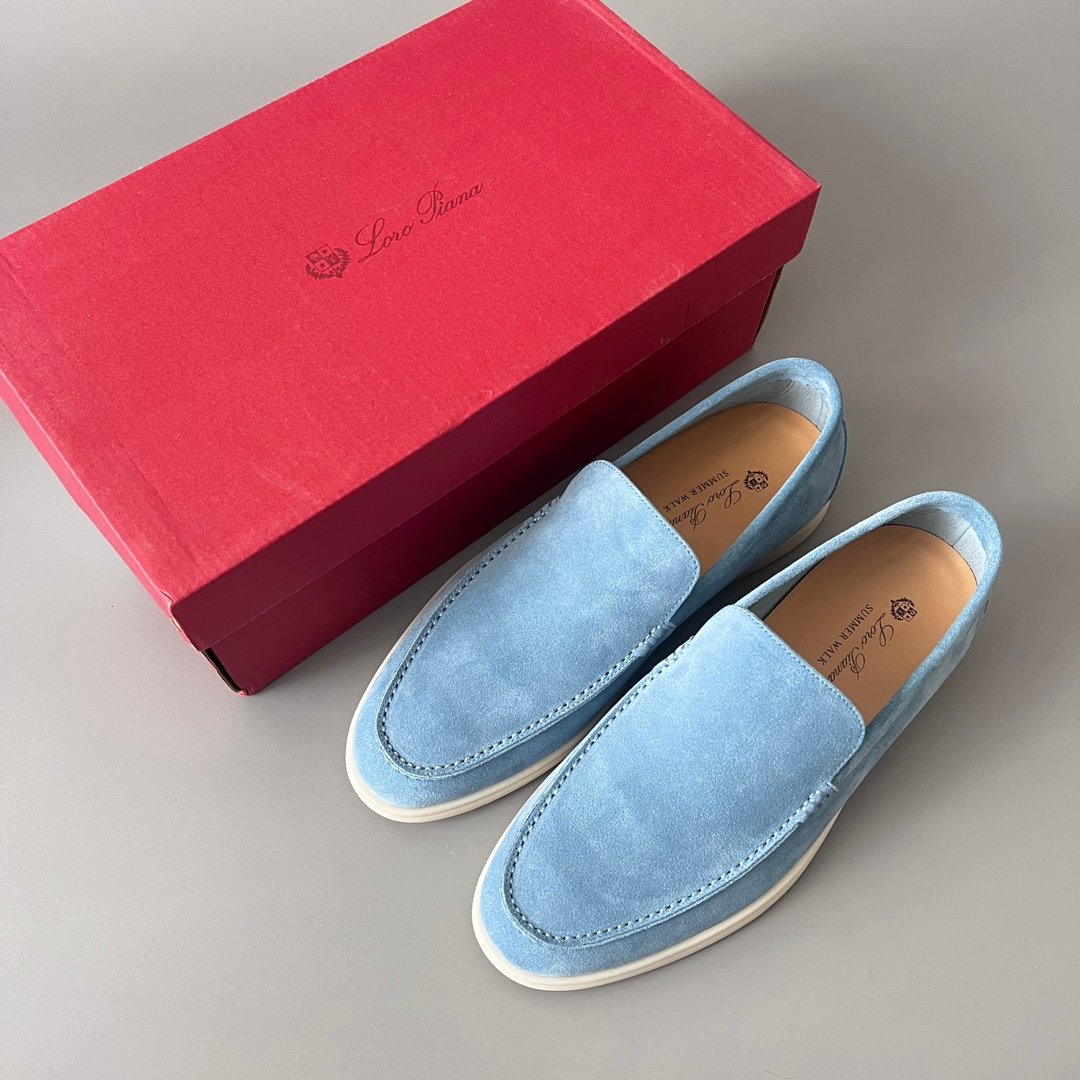 Aurora Custom Loro Piana Mainline Summer Walk Loafer - Premium Sky Blue Suede & Iconic White Rubber Sole Edition - Image 9