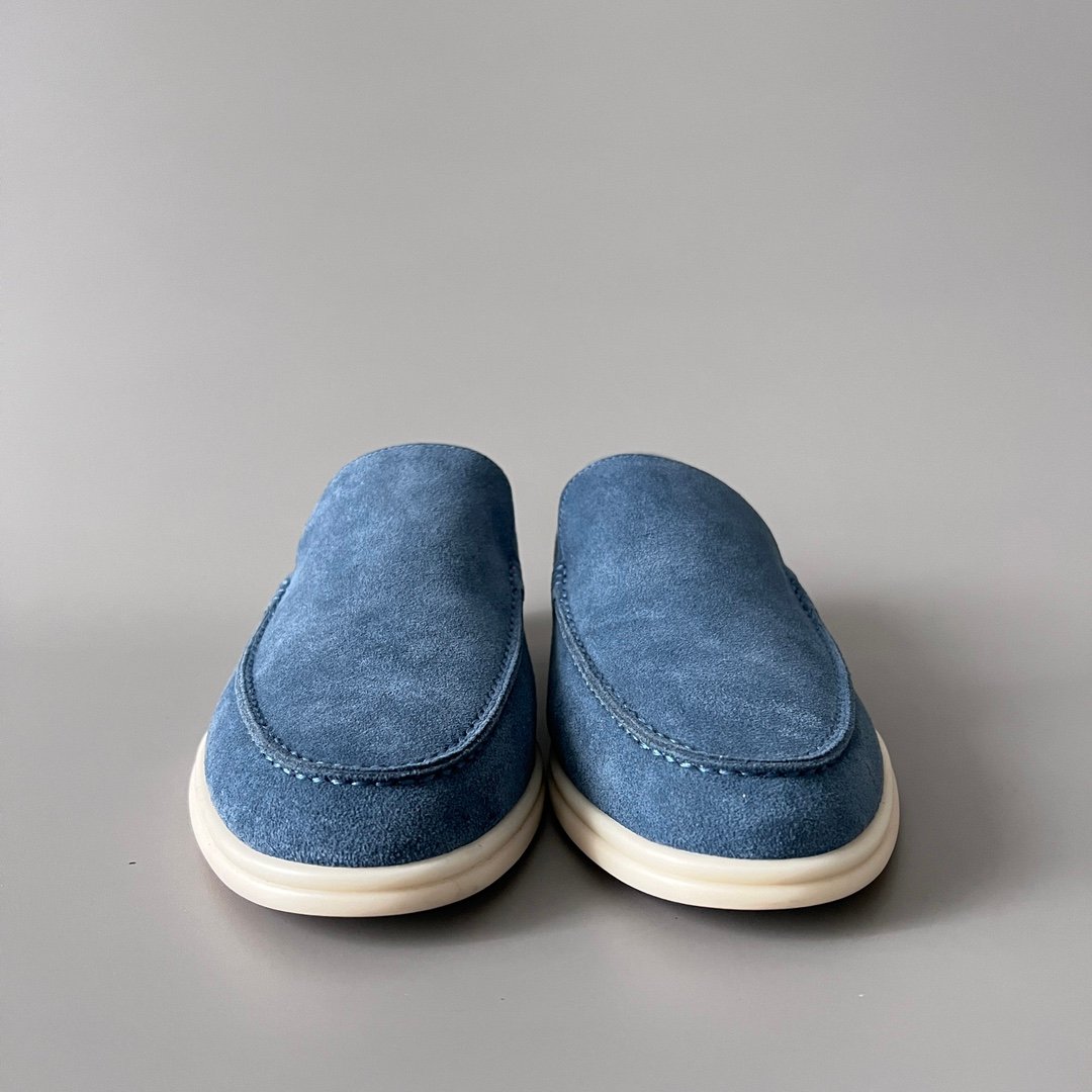 Aurora Custom Loro Piana Mainline Summer Walk Loafer - Premium Denim Blue Suede & Iconic White Rubber Sole Edition - Image 2
