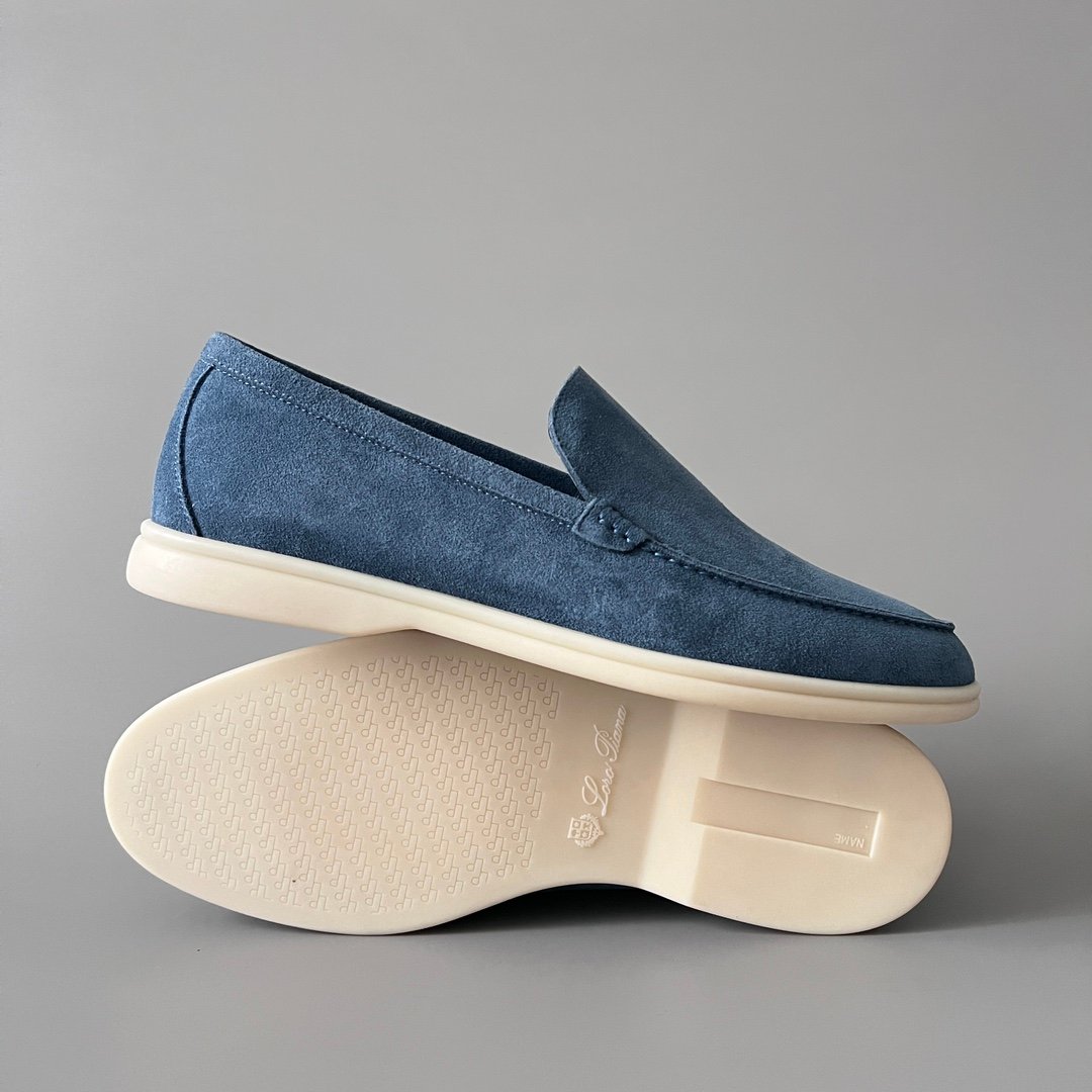 Aurora Custom Loro Piana Mainline Summer Walk Loafer - Premium Denim Blue Suede & Iconic White Rubber Sole Edition - Image 6