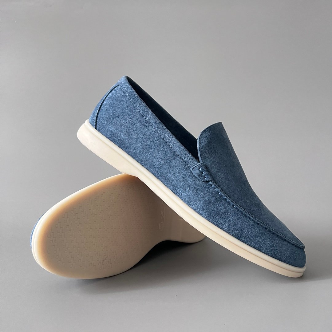 Aurora Custom Loro Piana Mainline Summer Walk Loafer - Premium Denim Blue Suede & Iconic White Rubber Sole Edition - Image 7