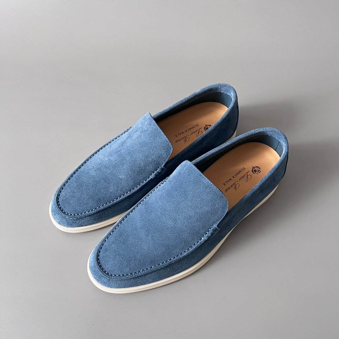 Aurora Custom Loro Piana Mainline Summer Walk Loafer - Premium Denim Blue Suede & Iconic White Rubber Sole Edition - Image 8