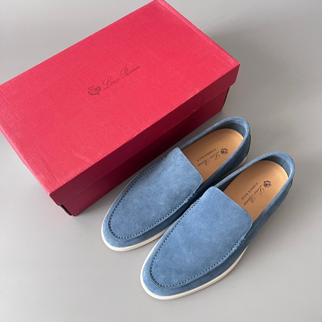 Aurora Custom Loro Piana Mainline Summer Walk Loafer - Premium Denim Blue Suede & Iconic White Rubber Sole Edition - Image 9