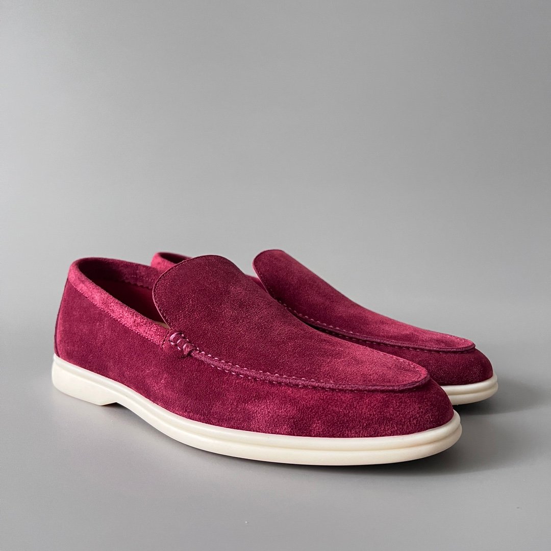Aurora Custom Loro Piana Mainline Summer Walk Loafer - Premium Raspberry Fuchsia Suede & Iconic White Rubber Sole Edition - Image 3